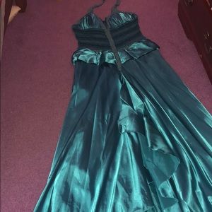 Blue satin dress